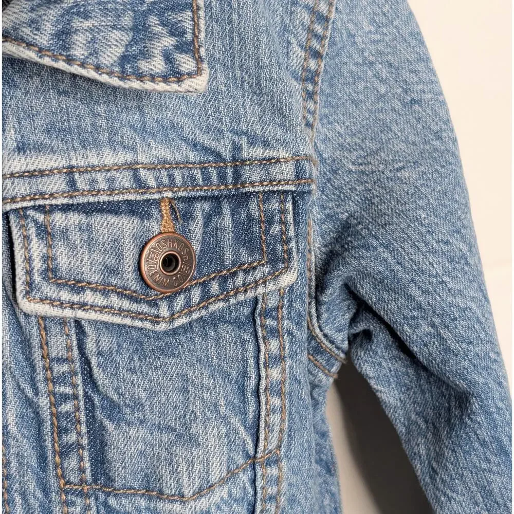 OshKosh B’Gosh Toddler Jean Jacket 3T Unisex Medium Wash Snap Close Trucker